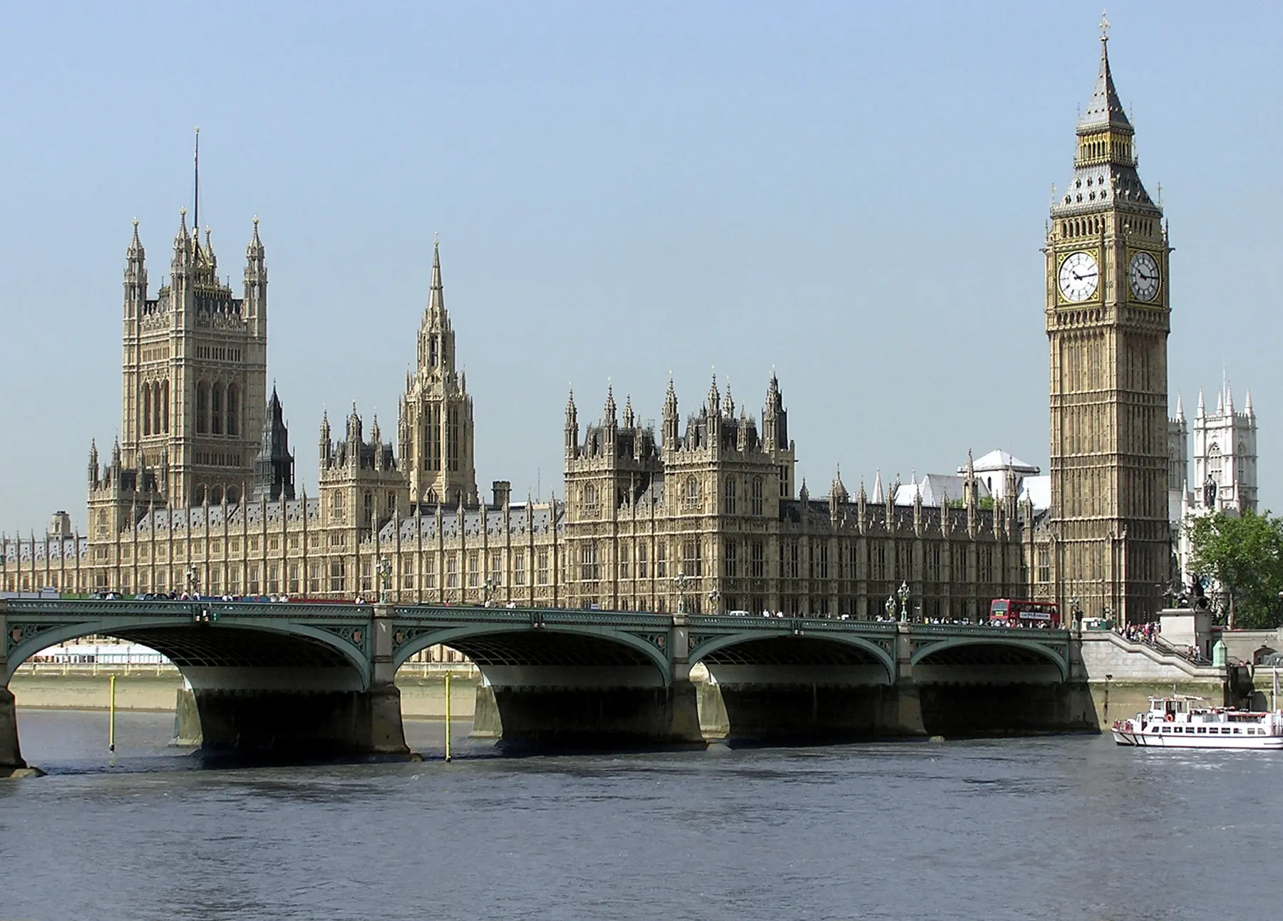 Palace of Westminster and Elizabeth Tower seen across Westminster Bridge