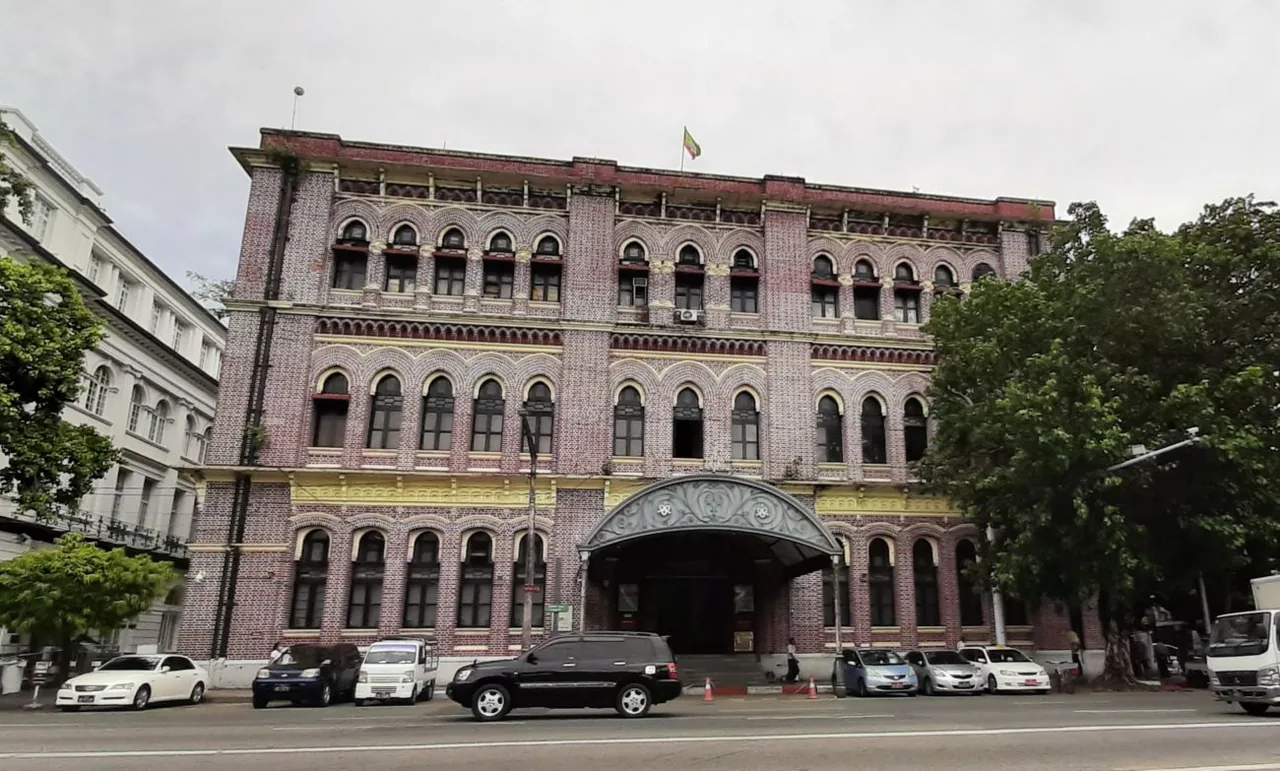 Brick façade of the General Post Office in Yangon, formerly associated with Bulloch Brothers and Company